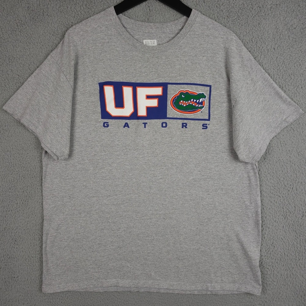 Florida Gators Shirt Mens XL Gray Blue Orange UF Crew Neck Box Seat Tee NCAA